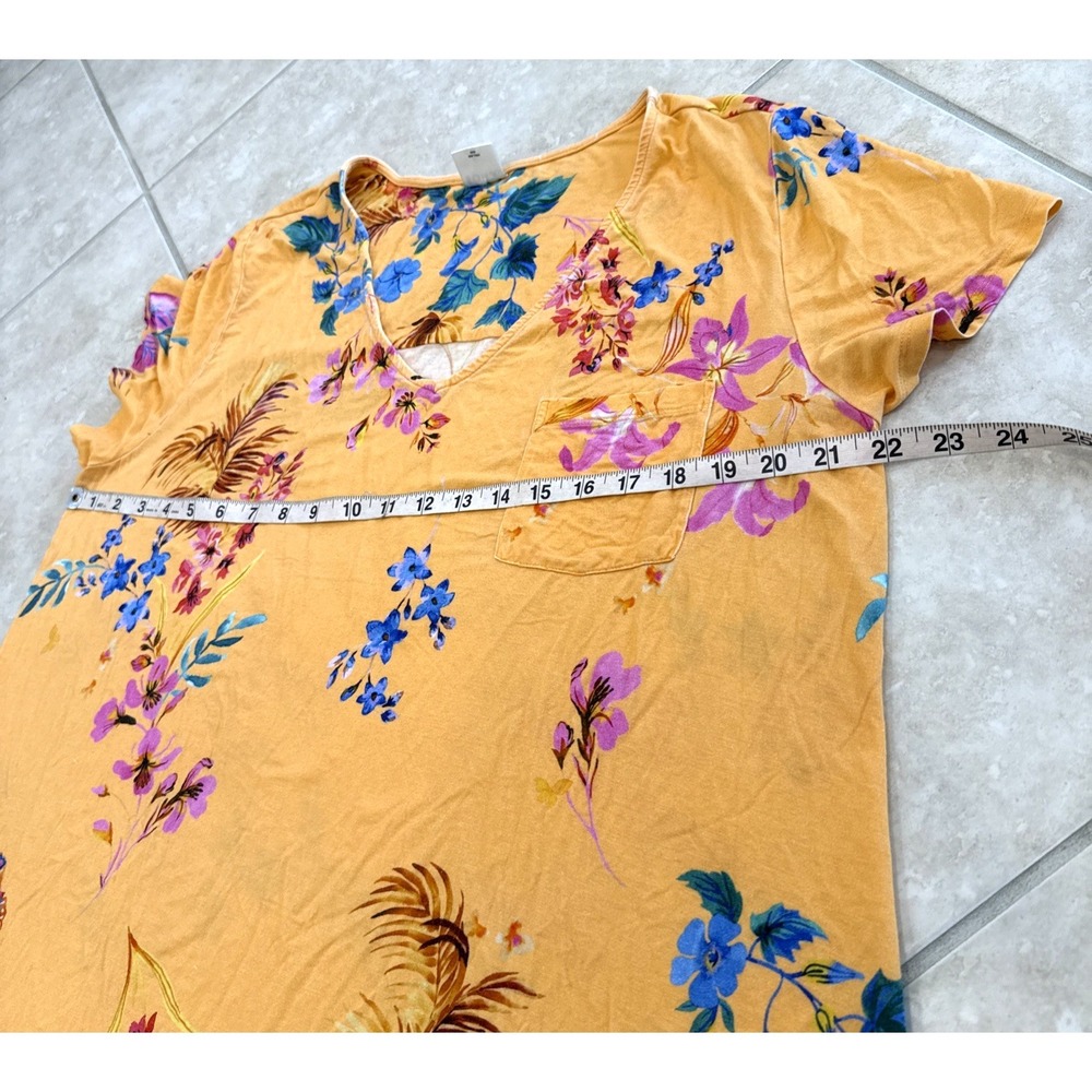 Soma Cool Nights Orange Floral Sleepshirt Pajama Nightgown XL Hawaiian Lounge - Picture 3 of 7